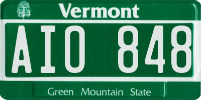 VT license plate AIO848