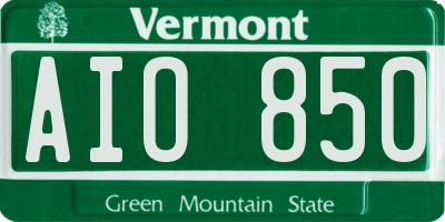 VT license plate AIO850