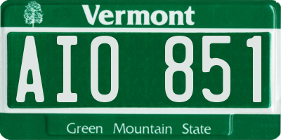 VT license plate AIO851