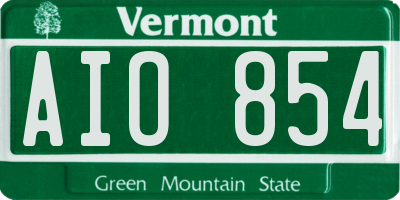 VT license plate AIO854