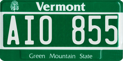 VT license plate AIO855