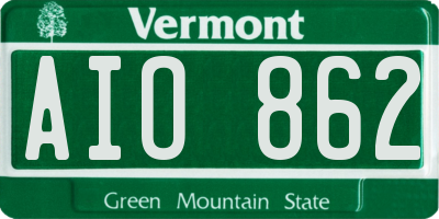 VT license plate AIO862