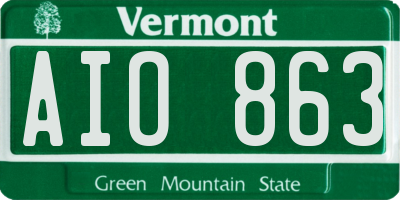 VT license plate AIO863