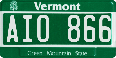 VT license plate AIO866