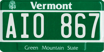 VT license plate AIO867