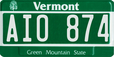 VT license plate AIO874