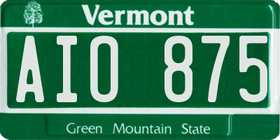 VT license plate AIO875