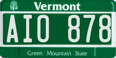 VT license plate AIO878