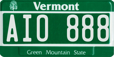 VT license plate AIO888