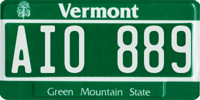 VT license plate AIO889