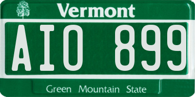 VT license plate AIO899