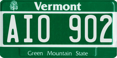 VT license plate AIO902