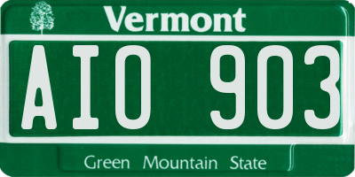 VT license plate AIO903