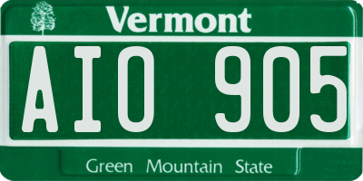 VT license plate AIO905
