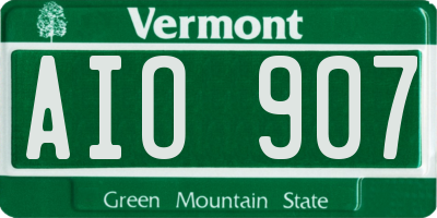 VT license plate AIO907