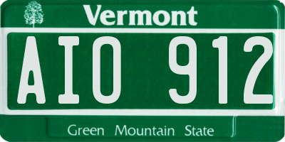 VT license plate AIO912