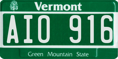 VT license plate AIO916