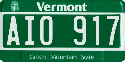 VT license plate AIO917