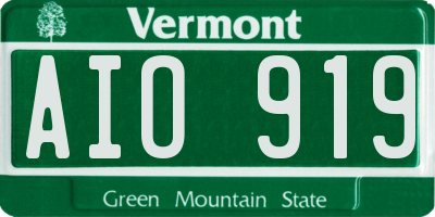 VT license plate AIO919