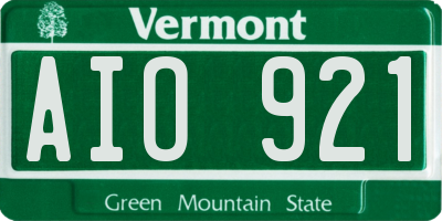 VT license plate AIO921