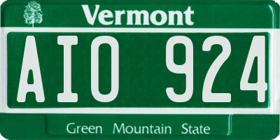 VT license plate AIO924