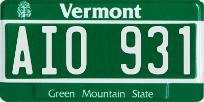 VT license plate AIO931