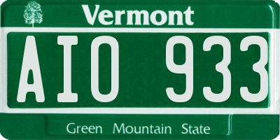 VT license plate AIO933