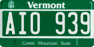 VT license plate AIO939