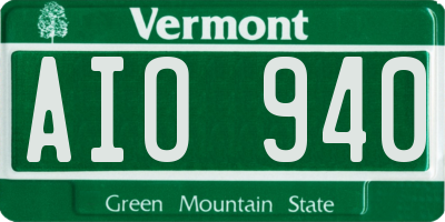 VT license plate AIO940