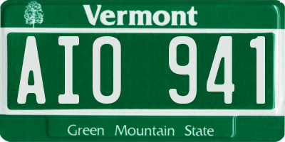 VT license plate AIO941