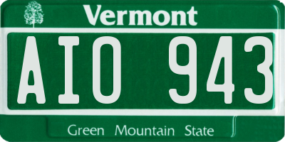 VT license plate AIO943