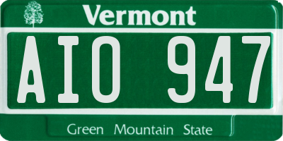 VT license plate AIO947