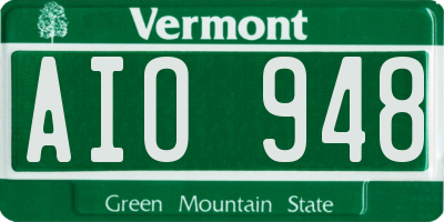 VT license plate AIO948