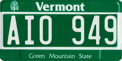 VT license plate AIO949