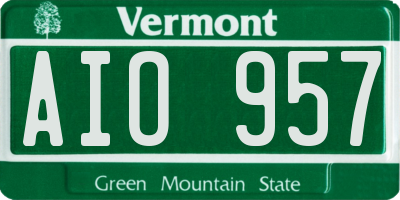VT license plate AIO957