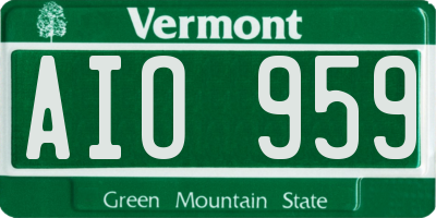 VT license plate AIO959