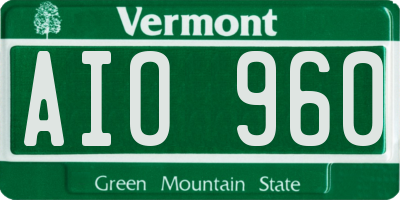 VT license plate AIO960