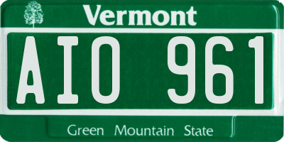 VT license plate AIO961