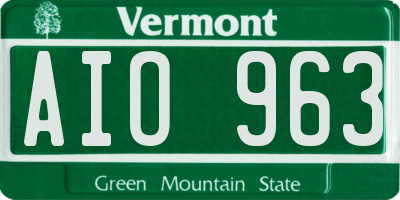 VT license plate AIO963