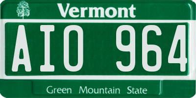 VT license plate AIO964