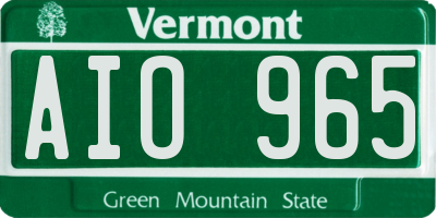 VT license plate AIO965