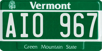 VT license plate AIO967