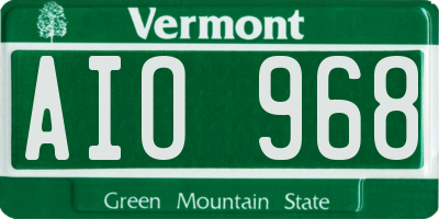 VT license plate AIO968