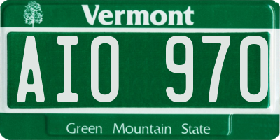 VT license plate AIO970