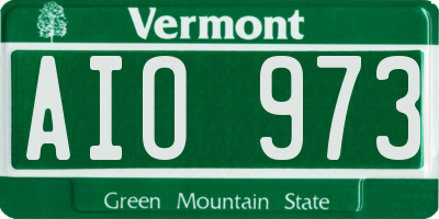 VT license plate AIO973