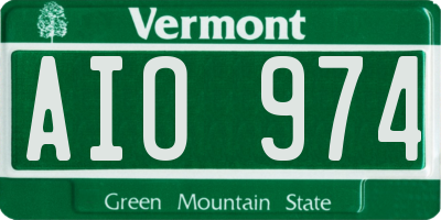 VT license plate AIO974