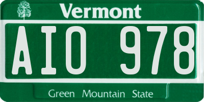 VT license plate AIO978
