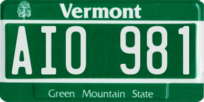 VT license plate AIO981
