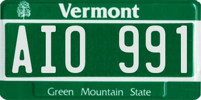 VT license plate AIO991