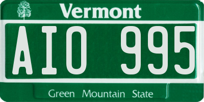 VT license plate AIO995